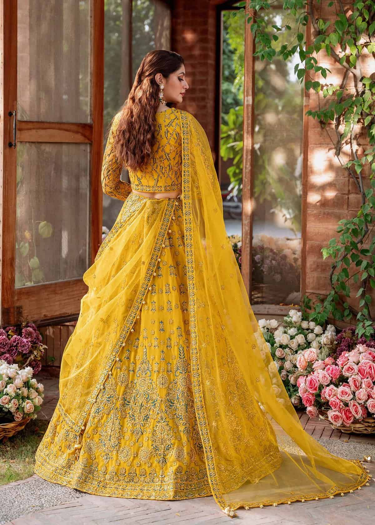 Yellow Colour Heavy Wedding Wear Soft Silk Heavy Work Wedding Wear Latest  Lehenga Choli Collection 7306